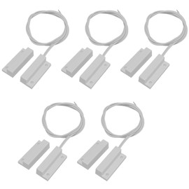 5 Sets Surface Mounted NC Magnetic Contacts Switch for Door/Window Alarm System with Double Side Tape (White)