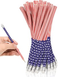 Patriotic Pencils American Flag Pencils with Erasers School Supplies Pencils for Independence Day, 4th of July, Party Favor, Office Supplies (30)