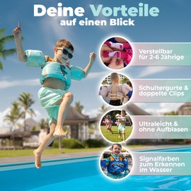 KIDVERSE Children's Life Jacket 3-6 Years – Tested Quality – Life Jacket with Armbands for Children – Swimming Aid for Boys & Girls up to 30 kg – Buoyancy Vest Children – Swimming Training