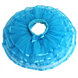 BGFKS 4 Layered Tulle Tutu Skirt for Girls with Hairbow or Birthday Sash,Girl Ballet Tutu Skirt (Blue, 5-7 Years)