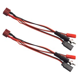 2Pack ShareGoo 3 in 1 Deans Style T Female Plug to JR Female Connector JST Female Igniter Adapter Charger Cable for 1/8 1/10 RC Glow igniter Ignition Battery Receiver Charging