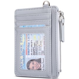 Teskyer Card Holder, Slim Wallet with Coin Compartment, Card Holder Wallet, Card Wallet, RFID Protection, Minimalist, with Zip, Holds up to 8 Cards, Light grey, Minimalist