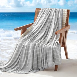 SLEEP ZONE Cooling Blankets for Hot Sleepers, Summer Blanket Thin Lightweight for Bed Couch, Arc-Chill Q-Max 0.5 Cooling Blanket King Size on Night Sweats (Grey Stripe, 108''x90'')