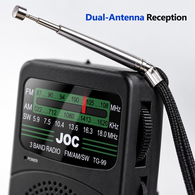 Portable AM/FM/SW Pocket Radio with LED Flashlight, 3.5mm Headphone Jack