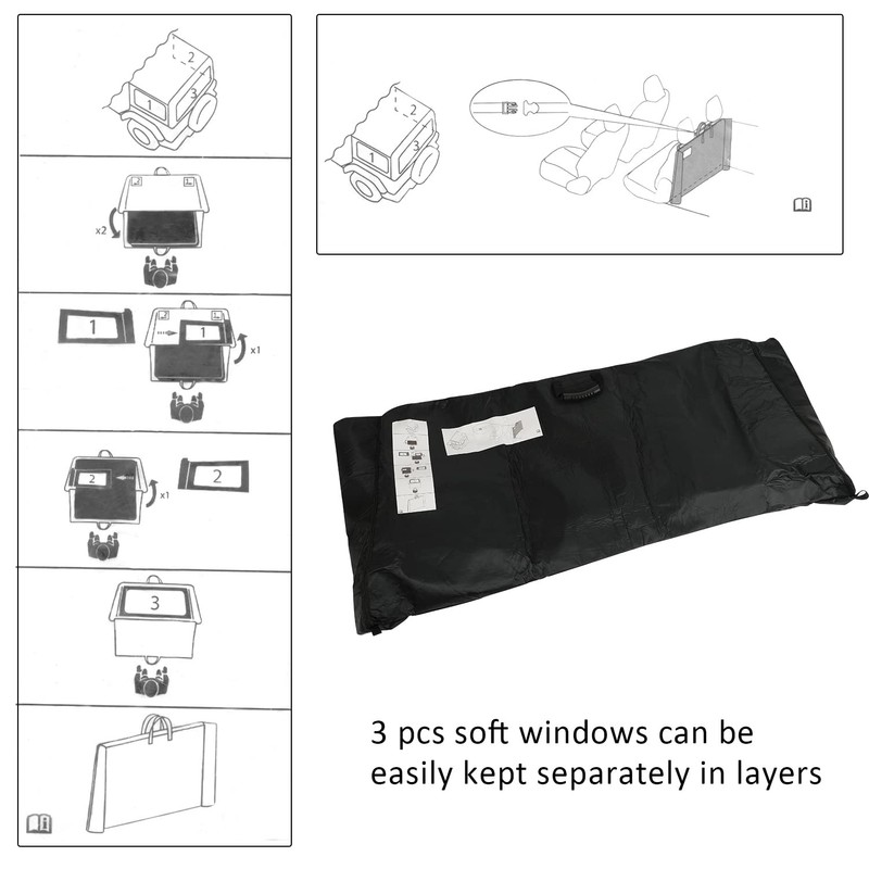 D-Lumina Soft Top Window Storage Bag Compatible with Jeep Wrangler
