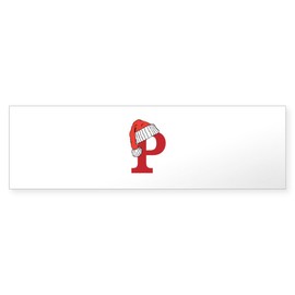 CafePress Letter P Christmas Monogram 10"x3" Rectangle Vinyl Bumper Sticker Car Decal