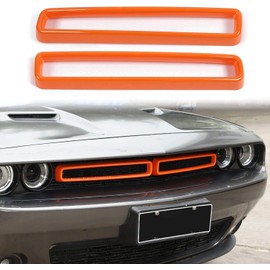 Voodonala for Challenger Front Grille Radiator Grille Inserts Grillwork Trim for 2015-2024+ Dodge Challenger Exterior Accessories, ABS Orange 2pcs