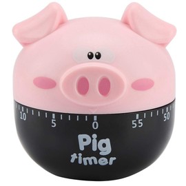 BuyWeek Kitchen Timer, Cute Cartoon Pig Mechanical Timer, Egg Timer, 55 Minutes Cooking Timer for Cooking, Baking in the Kitchen (Pink)