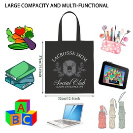 TSOTMO LAX Mama Gift Team Mom Gift Lacrosse Mom Social Club Tote Bag Lacrosse Game Day Gift (Lacrosse Club tote CA)