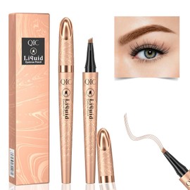 3D Waterproof Long-Lasting Eyebrow Pen, Natural Makeup Fine Stroke Eyebrow Pencil, Microblading 4 Fork Tip Tattoo Contouring Pencil for Natural-Looking Brows Makeup (01#Light Brown)