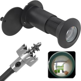 Door Viewer with Privacy Screen, 200° Wide Angle Optical Glass Lenses, Drill Hole Diameter 16 mm - 21 mm, Brass Spy with Drill, Adjustable Length, Brass Door Viewer for 35-60 mm Thick Doors (Matte