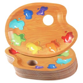 Honeydak 50 Pcs Art Birthday Party Decorations Paint Palette Shaped Paper Plates Art Plates for Paint Themed Party Supplies