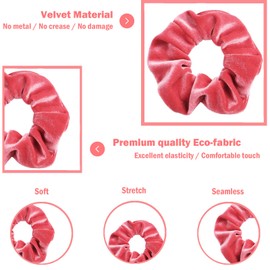 IVARYSS Scrunchies for Girls, 12 Pcs Velvet Scrunchies for Hair, Soft Ponytail Holder, Cute Colors Elastic Hair Bands for Teens and Women