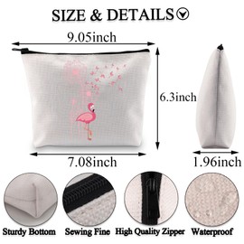 BDPWSS Flamingo Gifts for Women Flamingo Lover Gift Flower Dandelion Exotic Animal Tropical Bird Pink Flamingo Makeup Bag (Dandelion Flamingo bagCA)