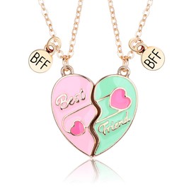 BFF Halskette für 2 Mädchen, Freundschaft Herz Anhänger Ketten, Best Friends Passende Magnetische Halsketten, Beste Freunde Schmuck Geschenke für Kinder Mutter Schwestern Nichten Freunde