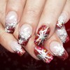 Christmas Press on Nails Medium Square Fake Nails Red Glitter