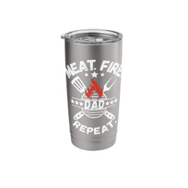 Meat Fire Dad Repeat BBQ Daddy Grill Stainless Steel Insulated Tumbler