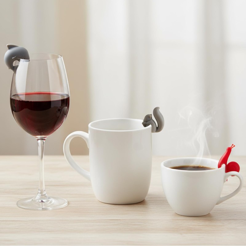 Boao 36 Pcs Silicone Tea Bag Holders Wine Charms Glass