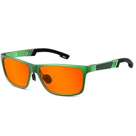 ANYLUV Blue Light Blocking Glasses Men Computer Gaming Blue Screen Mens Blue Light Blocker Glasses Rectangle Metal frame UV400 Orange Lens