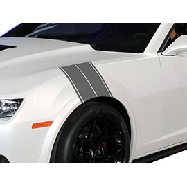 FGD Fender Hash Stripe Graphics Decal Sticker Set Universal Fits Car Truck or SUV (Hm01) 11"x23" (Silver/Gray)