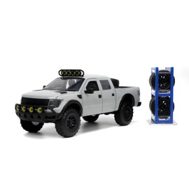 Just Trucks 1:24 2011 Ford F-150 SVT Raptor Die-Cast Car & Tire Rack, Toys for Kids and Adults(Gray)