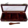 Purpledip Wooden Box: 3 Compartment Case with Transparent Cover -