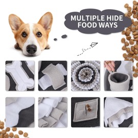 IEUUMLER Sniffing Rug Dog, Washable Training Mat, Non-Slip Feeding Mat, Intelligence Toy for Dogs, Promotes Natural Foraging, Stress Relief & Health FC017 (Grey & White)