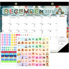 Desk Calendar 2025-2026, Anti Ink Bleed, Plastic Cover, Ample Space, 18 Months Wall Calendar 2025-2026 with Stickers, 17" x 12" Seasonal Desktop Calendar for Home, Office, Teacher Supplies- Colorful