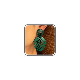Yheakne Vintage Palm Leaf Earrings Green Monstera Leaf Earrings Tropical Green Plant Earrings Enamel Leaf Drop Earrings Jewellery For Women