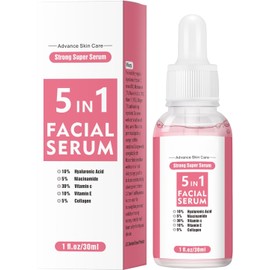5 In 1 Vitamin C Serum For Face, Firming Skin And Even Skin Tone, with Hyaluronic Acid Serum, Vitamin E & Collagen, Vitamin C, Nicotinamide, Suitable for All Skin 1.1 fl oz (30 ml)