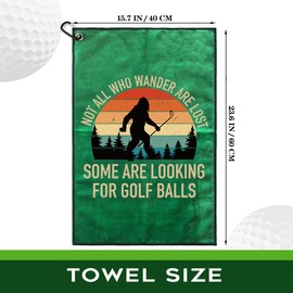 rofiowa Not All Who Wander are Lost Polyester Printed Golf Towel for GolfBag, Funny Golf Gifts & Accessories for Men Women Golfs Fan Dad Grandpa, GolfLover Retirement Birthday Gifts (Green)