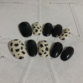 Black leopard handmade nail tips / 블랙호피 수제네일팁
