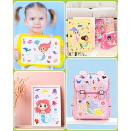 24 Pcs Make Your Own Mermaid Sticker Sheets for Kids with Mermaid Face Stickers for Kids Toddlers Crafts Activities Gift Bag Stuffers Birthday Party Favors Supplies