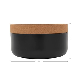 Kamenstein Ceramic and Cork Large Breathable Produce Bowl with Lid to Naturally Extend Produce Freshness, Natural Cork and Black Ceramic