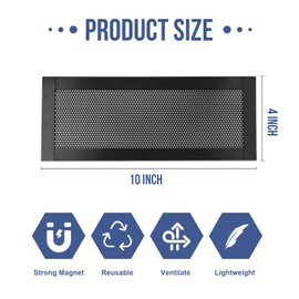 4P Magnetic Floor Vent Covers 4 x 10 Inch Air Vent Screen Cover Magnetic Floor Register Vent Covers Magnetic PVC Vent Mesh for Home Wall Ceiling Floor Catches Debris