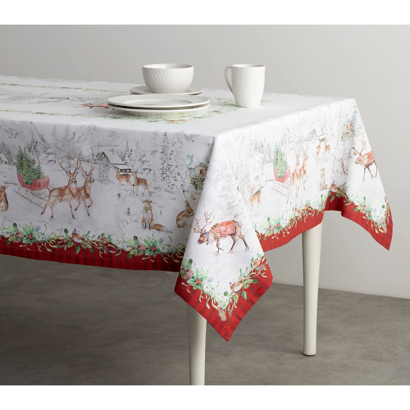 Maison d' Hermine Christmas Tradition 100% Cotton Tablecloth Kitchen Dining