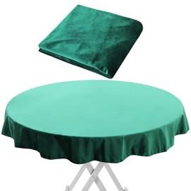 SmoothNovelty 49" Green Velvet Poker Table Cover Noise Reducing, Slip Prevention, Smooth Fabric Round Table Tablecloth for Card Games, Mahjong, Board and Dice Games
