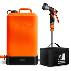 AZXJC 4.5 gallon/16L Silicone Water Tank,Portable Outdoor Shower,Electric Shower,8 Types of Multifunctional Shower Heads,Using Solar Heating Temperature Display,Suitable for Camping,Beach,and Hiking
