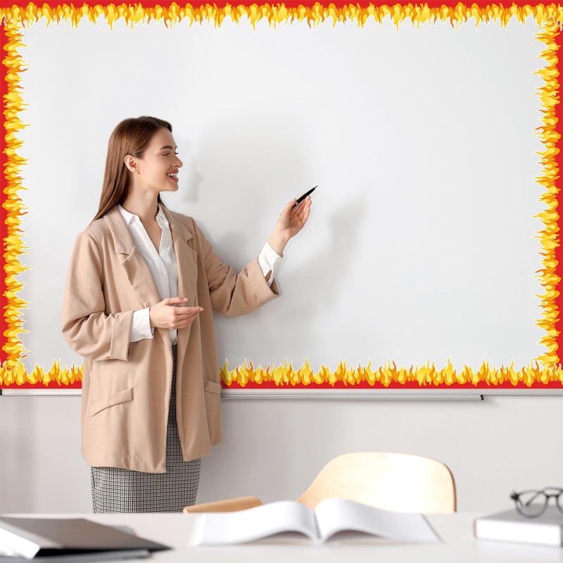FYSUIMU 69Ft Flame Bulletin Board Border Self-Adhesive Red Orange Fire