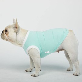 Lucky Petter Dog Sleeveless Tank Top Cotton Shirts for Dogs Ringer Sleeveless T-Shirts Soft Breathable Cool Dog Shirt pet Clothes (Large, Mint/White)