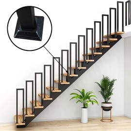 JuneFanwei 2FT White Sturdy Non-Slip U-Shaped Safety Guardrail, Equipped with Decorative Cover, Retro Industrial Iron Handrail, Stylish & Safe Grab Bars, for Indoor and Outdoor Steps