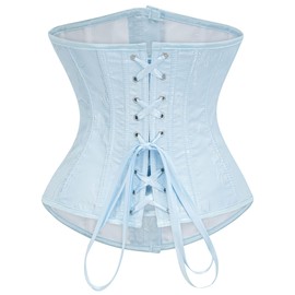 Dreay Womens Vintage Floral Print Underbust Corset Tops Vintage Boned Corset Belt Waist Belts 22134-Blue-L