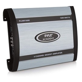 4 Ch. Car Stereo Amplifier Class AB- 1600W Bridgeable High Power MOSFET Audio Sound Auto Small Speaker Amp Box w/ Crossover, Bass Boost Control, Silver Plated RCA Input Output - Pyle PLAM1600