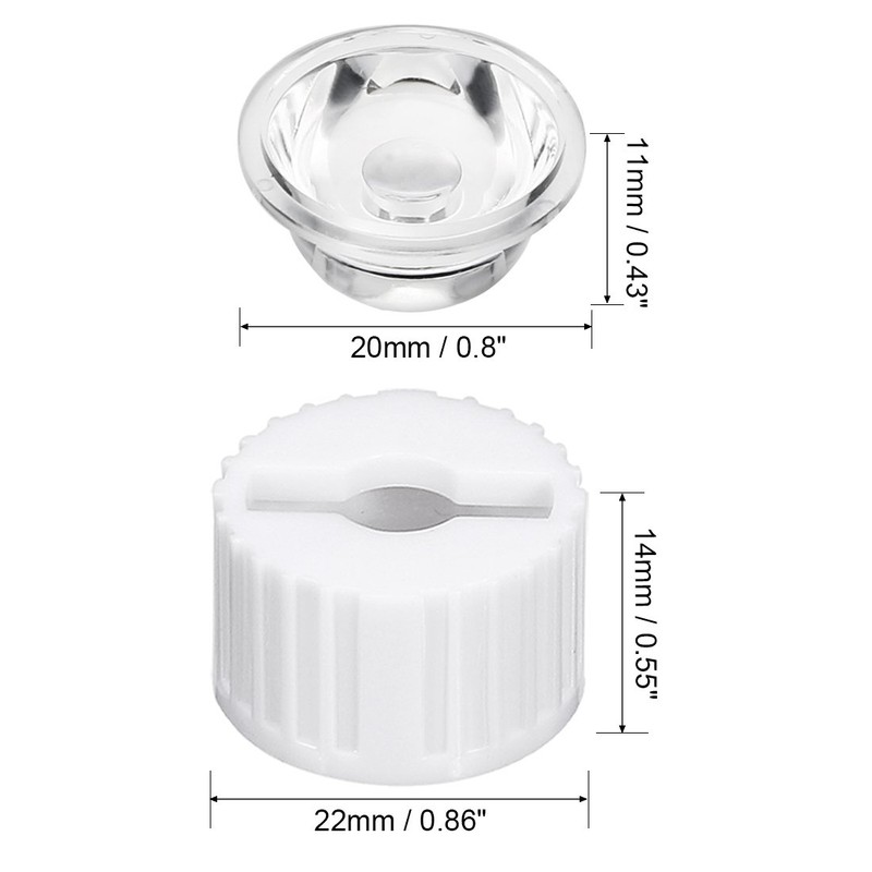 uxcell 10 pcs 20mm LED Lens 120 Degree with White