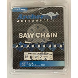 20" Archer Chainsaw Chain 3/8" pitch FULL CHISEL .058 Gauge 72 DL drive links. Fits the PROYAMA 62CC saw on the chainsaw model they call the guide bar length a 22".