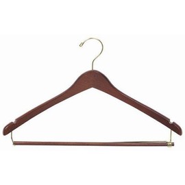 Walnut Contoured Suit Hanger w/ Locking Bar [ Bundle of 25 ]