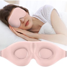 Luxury Sleep Mask for Side Sleeper - Light Blocking, Adjustable Strap, 3D Contoured Cup, Travel & Nap Eyeshade with Pink Black Color - Colour: Pink
