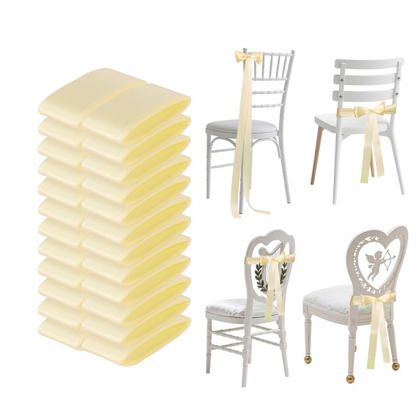 24 Pcs Wedding Ribbon Bows Satin Weeding Chair Bows Sashes