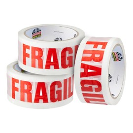 Double Dragon Extra Thick Fragile Printed Tape – 48mm wide, 66m long (Pack of 3) | Tear-Resistant, High-Tack & Long-Lasting | Ideal for Packing, Moving, Shipping, Labelling | Fits Dispensers etc