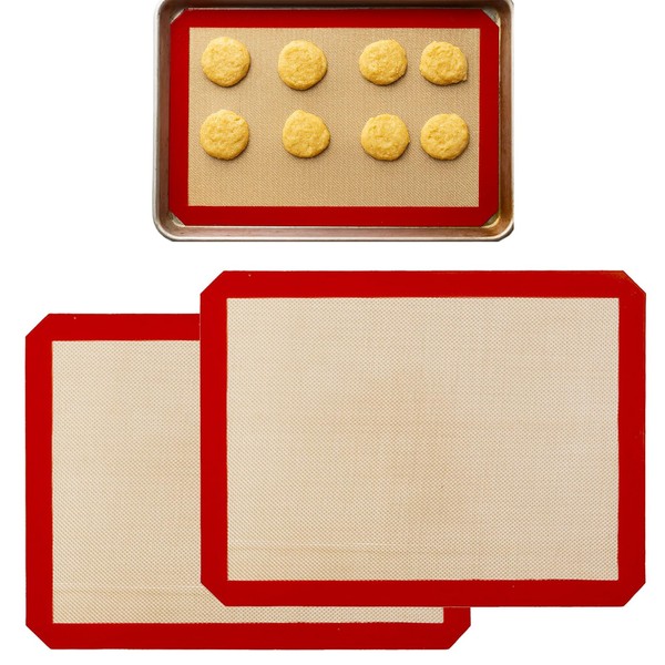 2 Stück Silikon Backmatte,Antihaftbeschichtung Silikonbackmatte,Backfolie Silikonmatte Wiederverwendbare,Hitzebeständige Backunterlage,Für Plätzchen Brot